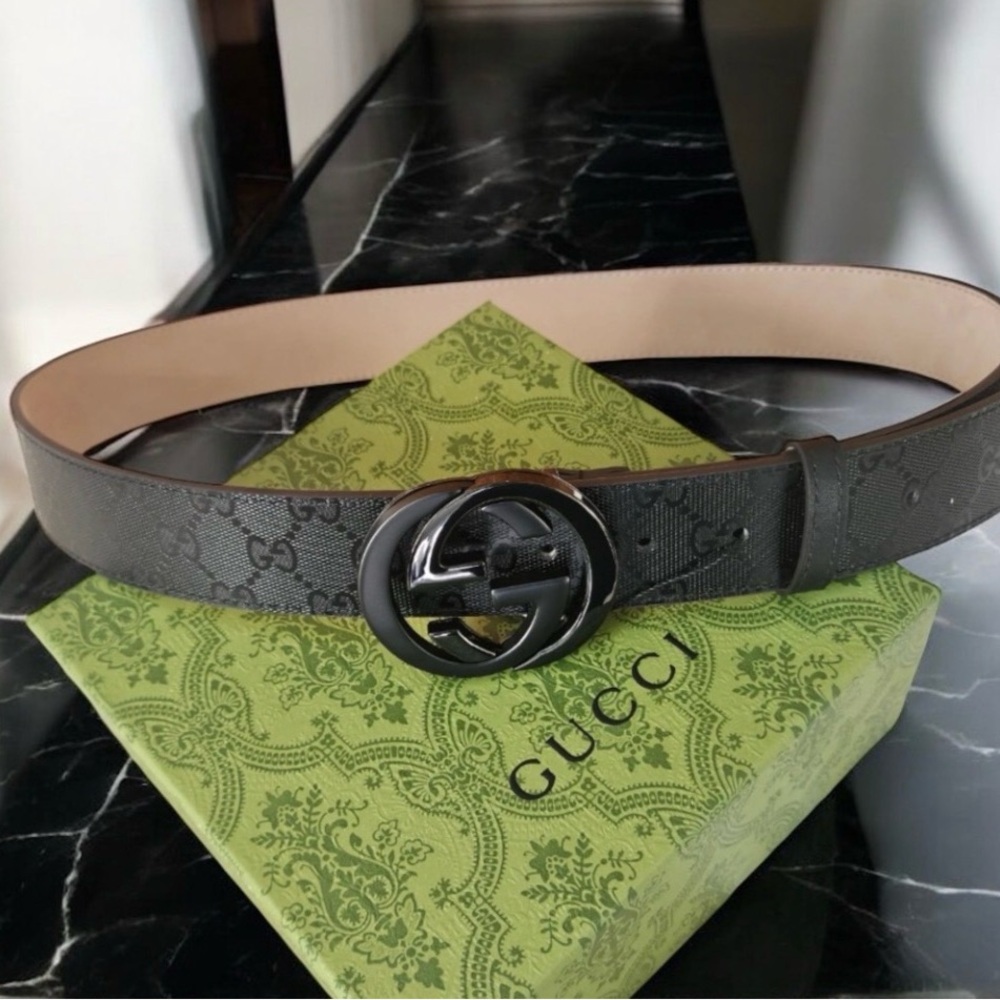 Gucci Black Imprime Belt 95 IT / 38 US